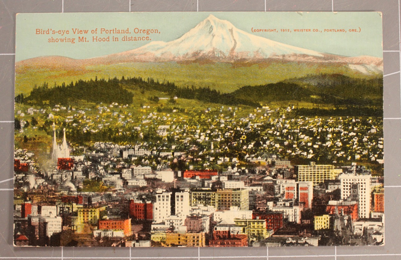 Bird's Eye View of Portland, Including Mt. Hood — Original