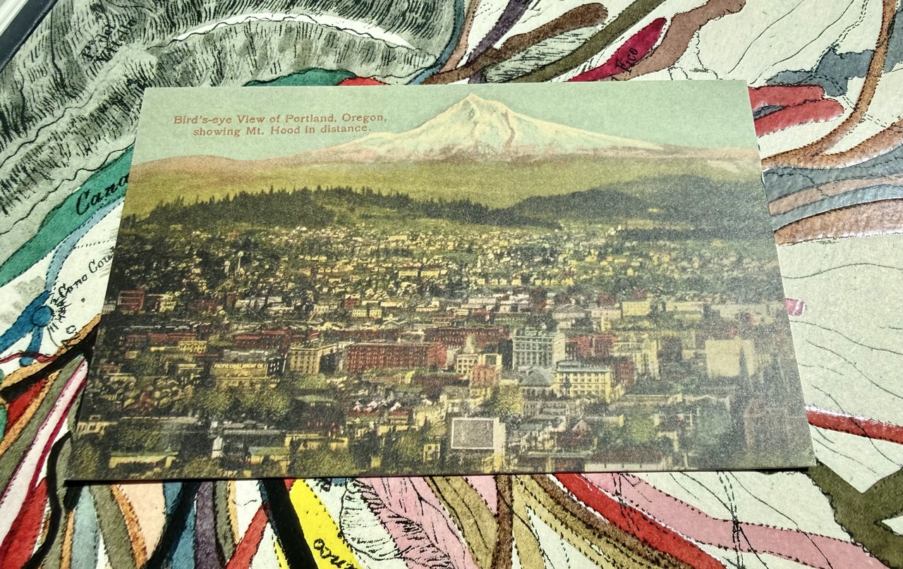 Bird's Eye View of Portland, Including Mt. Hood — Photo